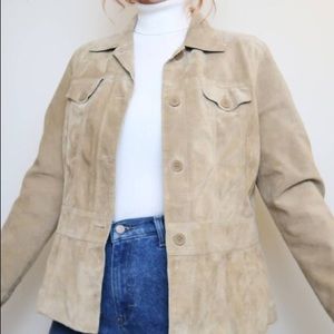 Apostrophe. Genuine Leather Button Front Fitted Jacket